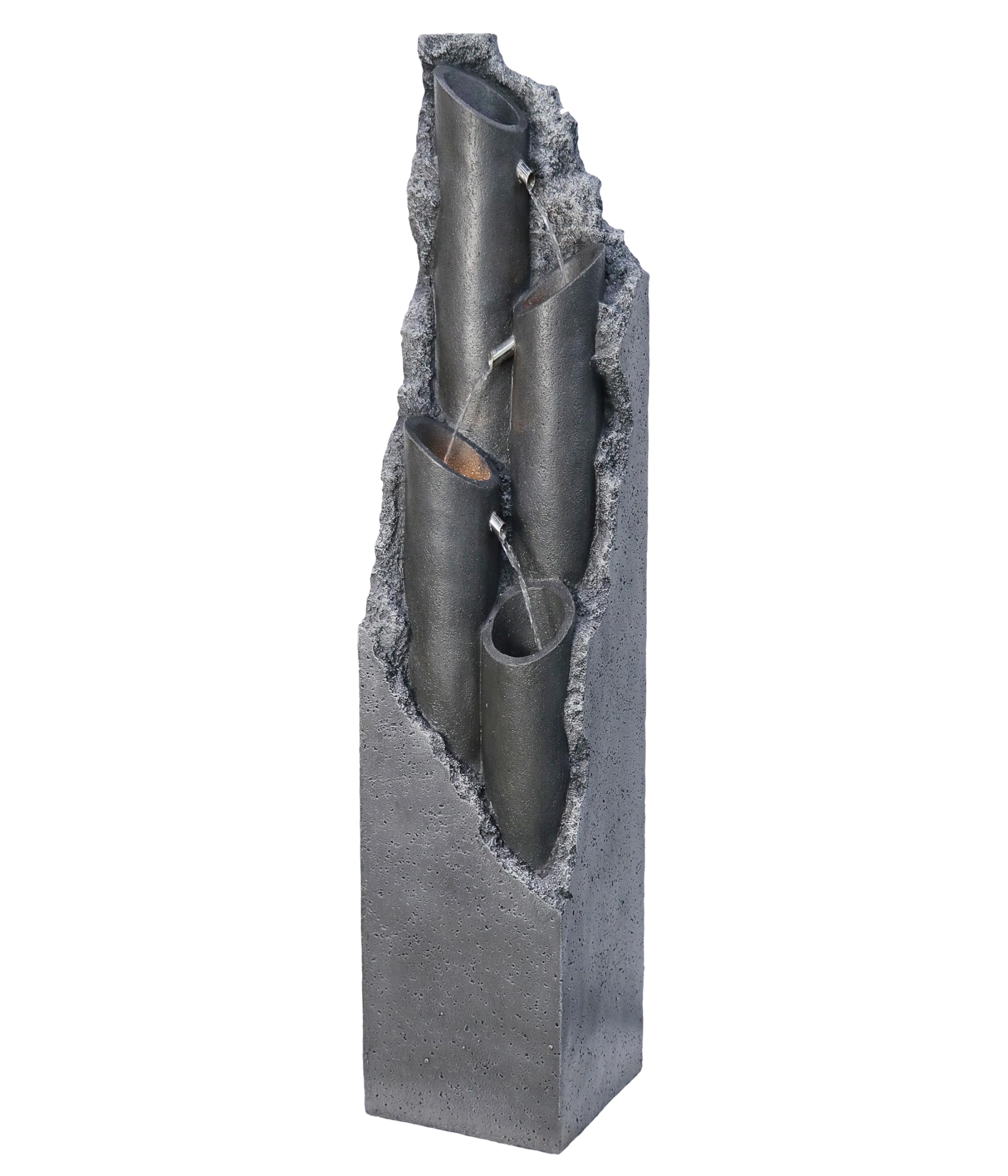 Dehner Tubi Solar-Gartenbrunnen LED grau 113cm Polyresin