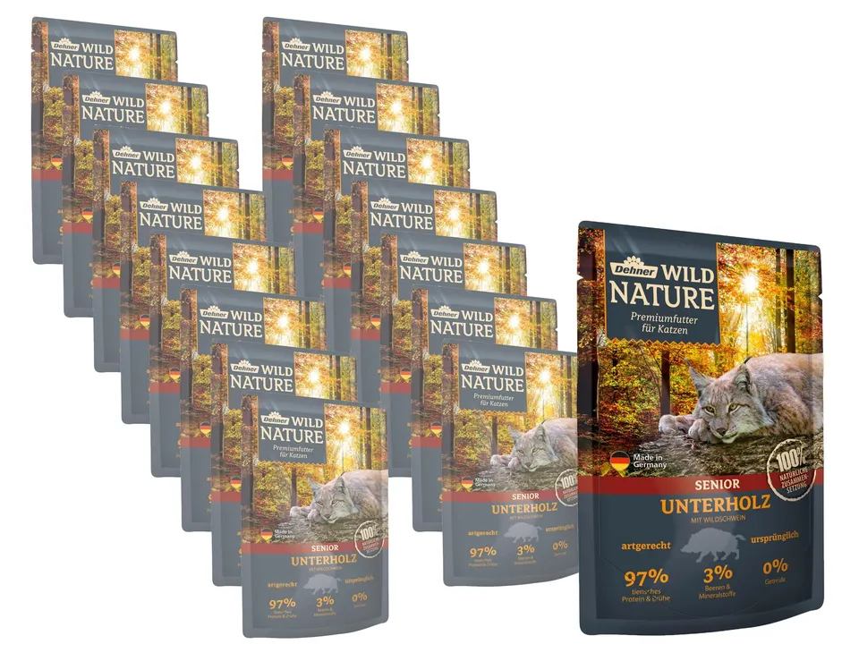 Dehner Wild Nature Unterholz Nassfutter Wildschwein 16x85g senior