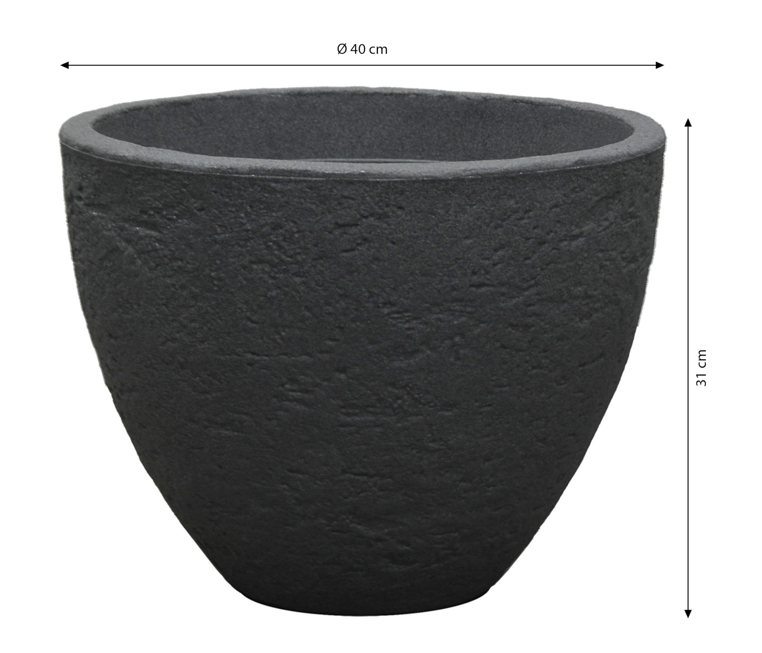Dehner Stone Ø 40 cm Pflanztopf anthrazit Stein-Optik