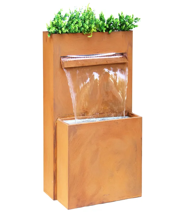 Dehner Perth Gartenbrunnen Cortenstahl LED 89 cm rost