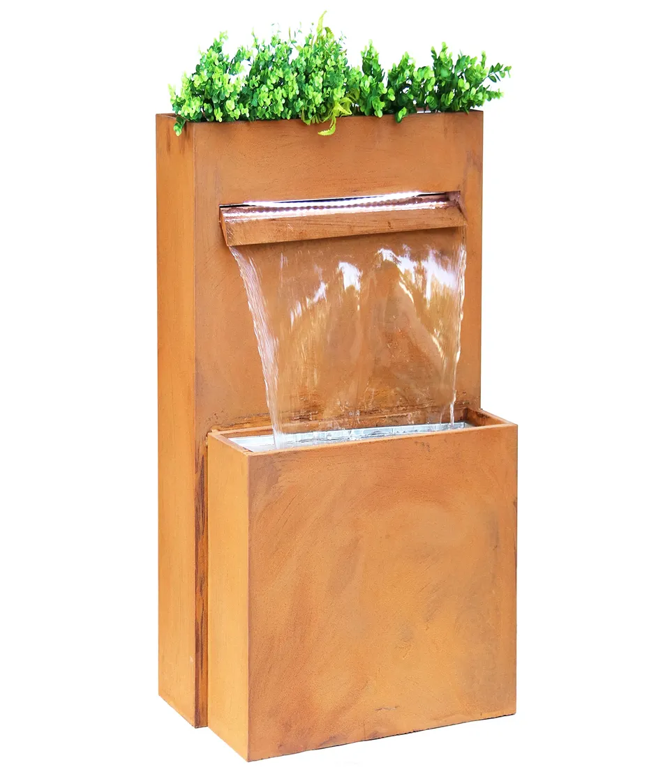Dehner Perth Gartenbrunnen Cortenstahl LED 89 cm rost