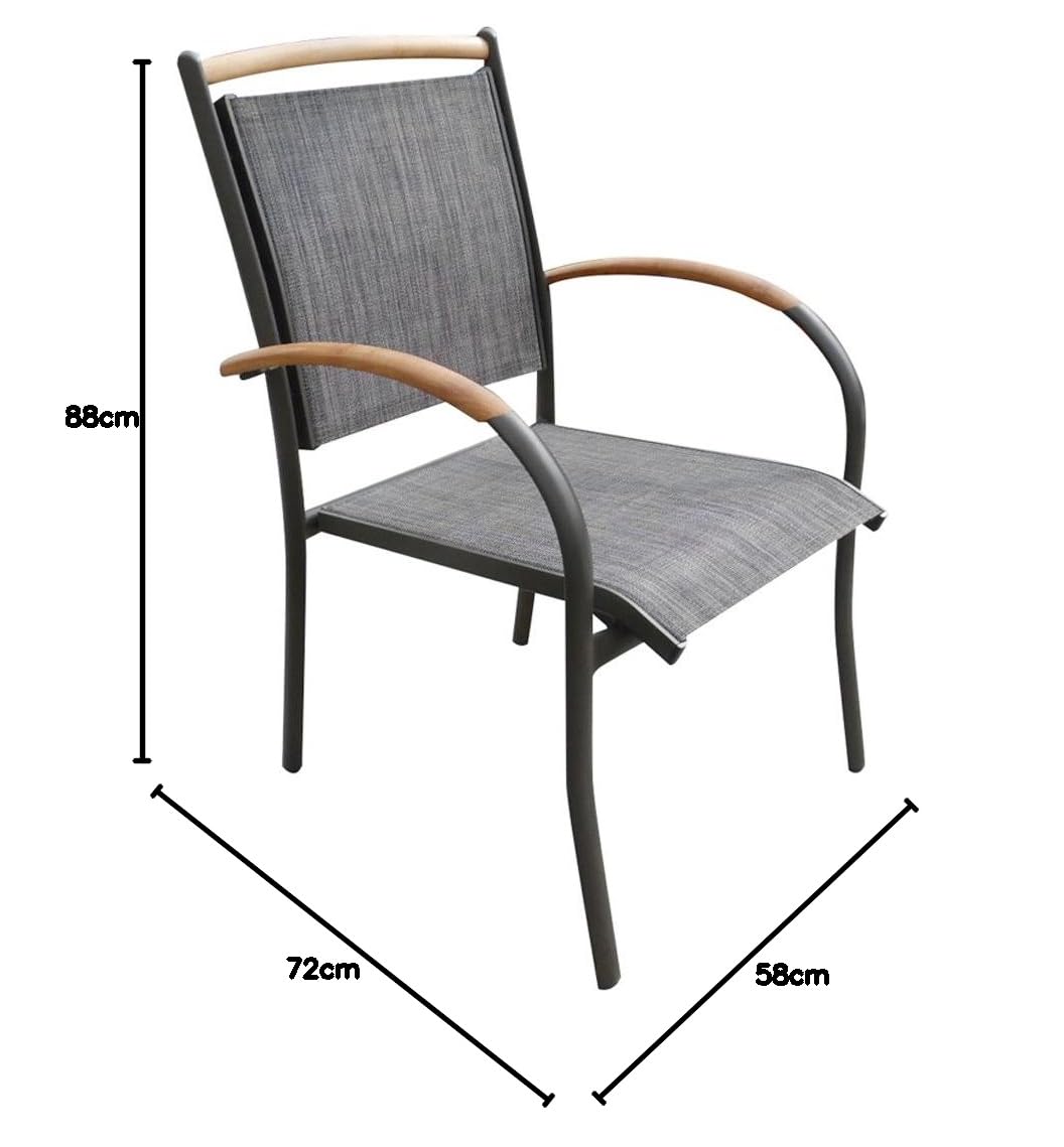 Dehner Calais Stapelstuhl anthrazit Teak Textilene stapelbar