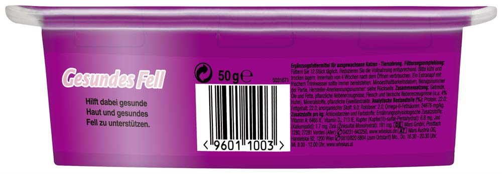 Whiskas Groom & Care Huhn Katzensnack 8x50g Haut Fell