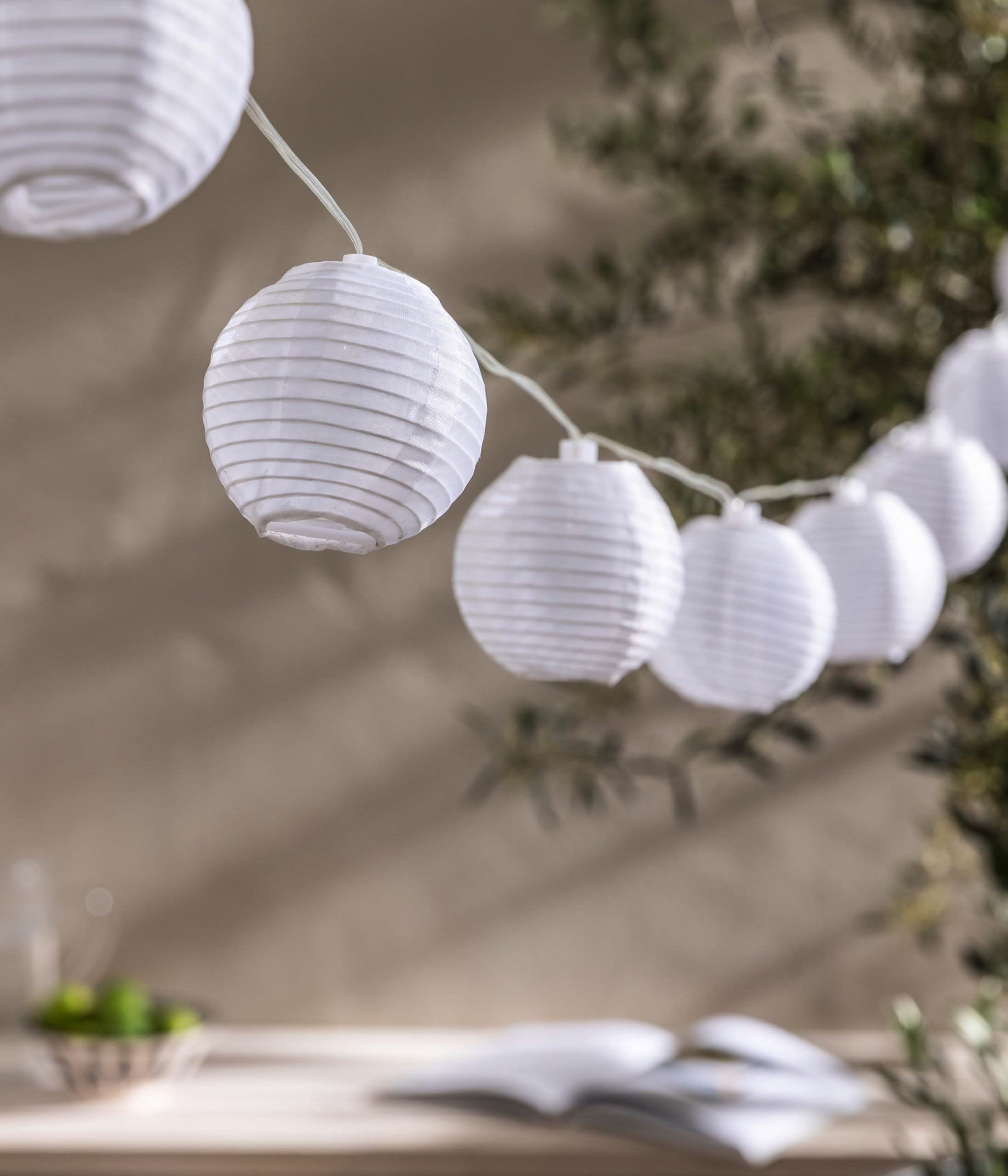 Dehner Lampion Solar-Lichterkette 240 cm weiß Nylon