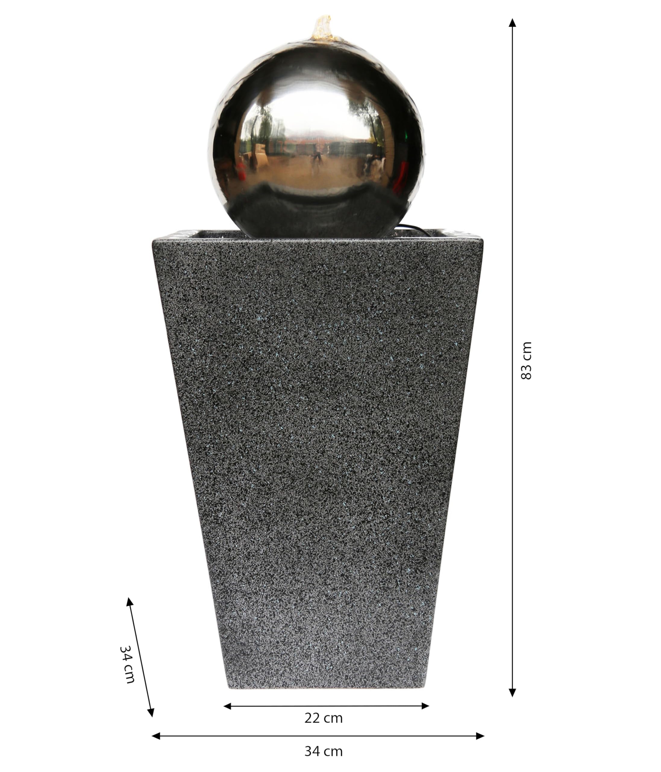 Dehner Kioto Gartenbrunnen Edelstahl Kugel LED
