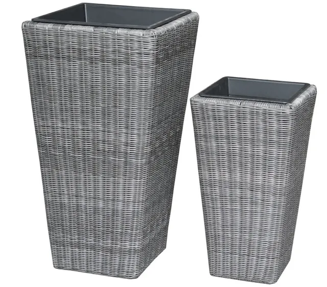 Dehner Lovely Pflanztopf Rimini 2er-Set weiß-grau 55/75cm