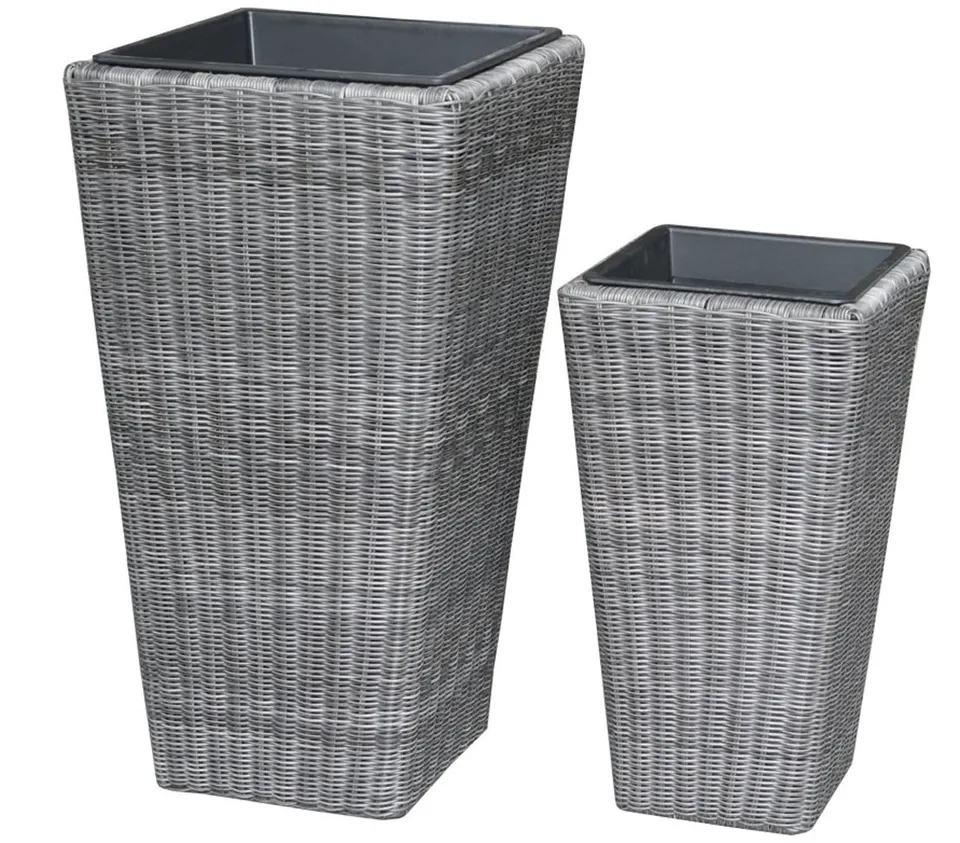 Dehner Lovely Pflanztopf Rimini 2er-Set weiß-grau 55/75cm
