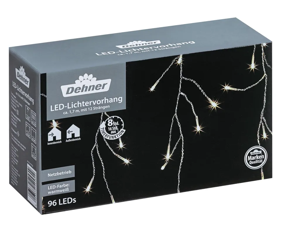 Dehner LED-Lichtervorhang 165 cm 60 LEDs warmweiß