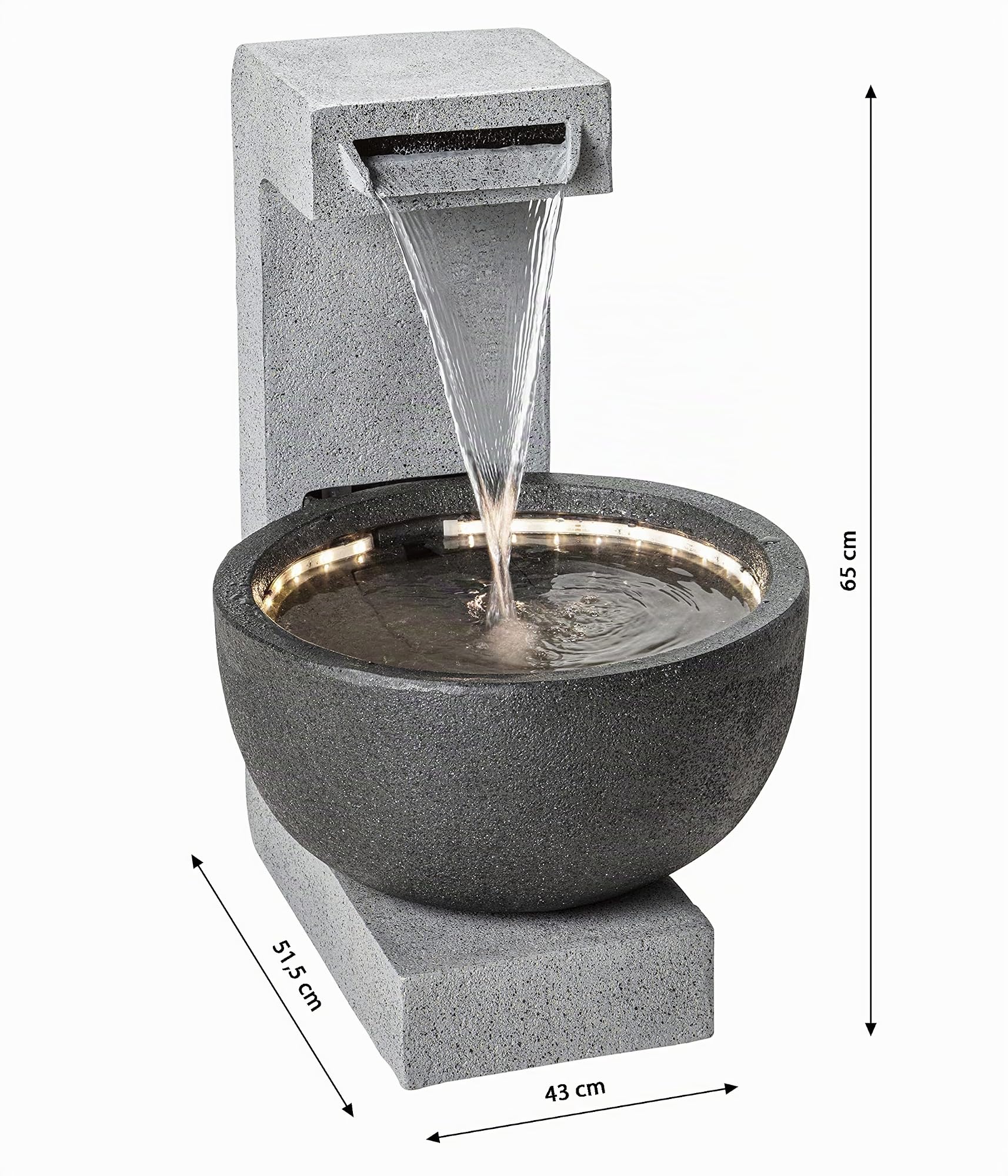 Dehner Premium Lovely Madeira Gartenbrunnen 65x43cm LED grau