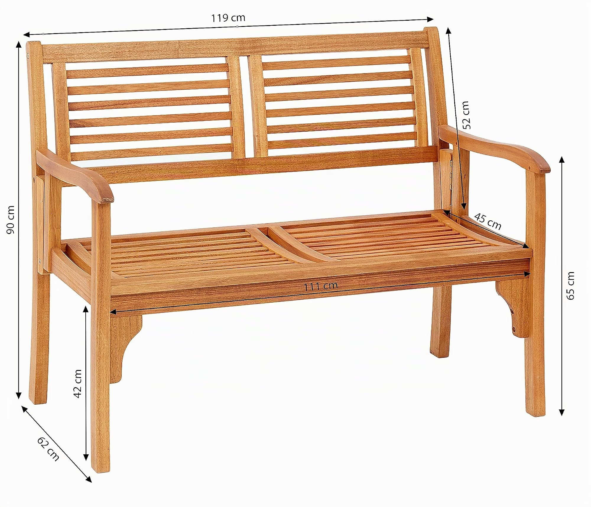 Dehner Douglas Klappbank Akazie 119x62x90cm 320kg