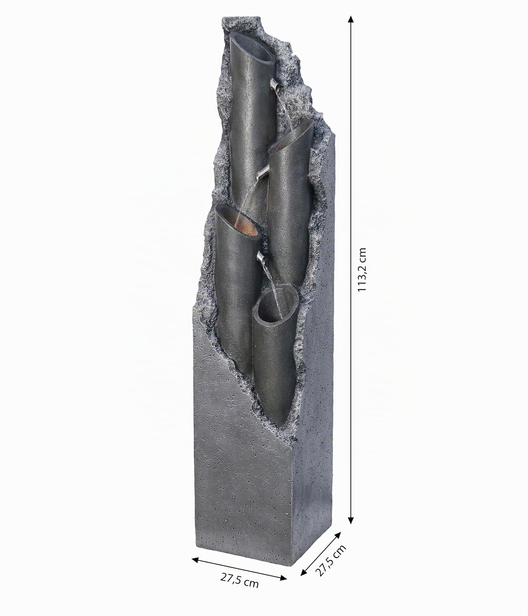 Dehner Tubi Solar-Gartenbrunnen LED grau 113cm Polyresin