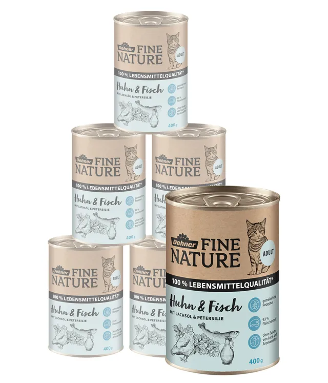 Dehner Fine Nature Adult Nassfutter Huhn Fisch 6x400 g