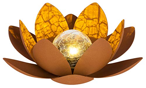 Dehner Lotus Rostock Solarleuchte Metall Glas kupfer 27cm