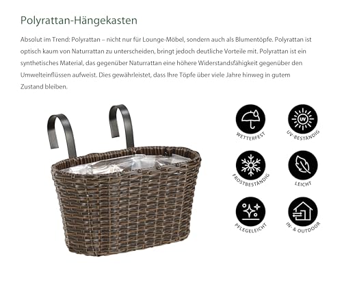 Dehner Premium Lovely Blumenkasten mit Halterung braun 30 cm
